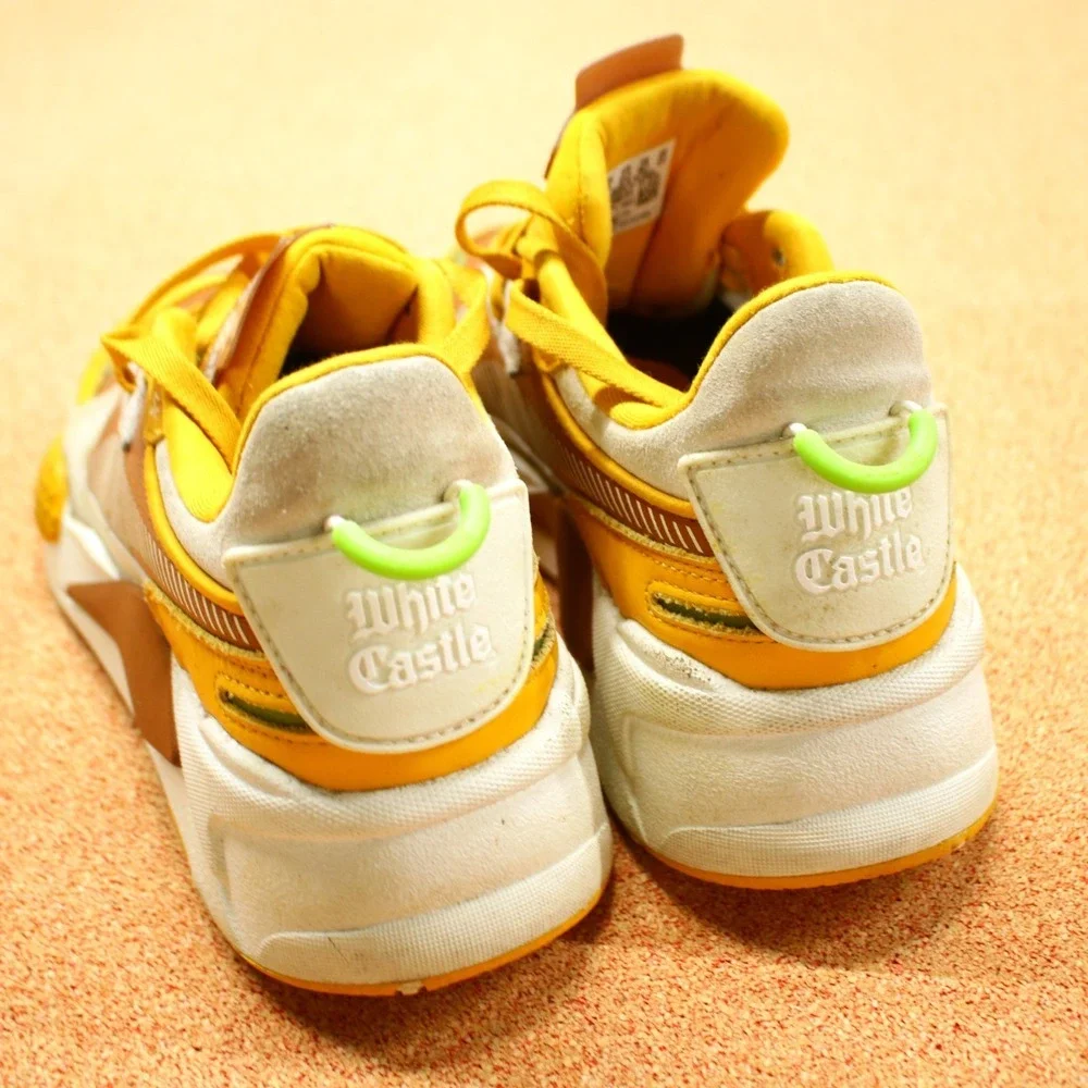 Puma RS-X White Castle Sneakers Youth Size 4 Shoes Limited Edition Collab Yellow